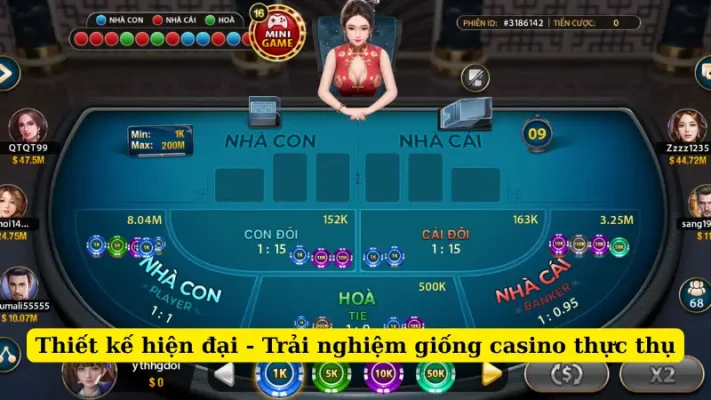 Thiết kế hiện đại - Trải nghiệm giống casino thực thụ